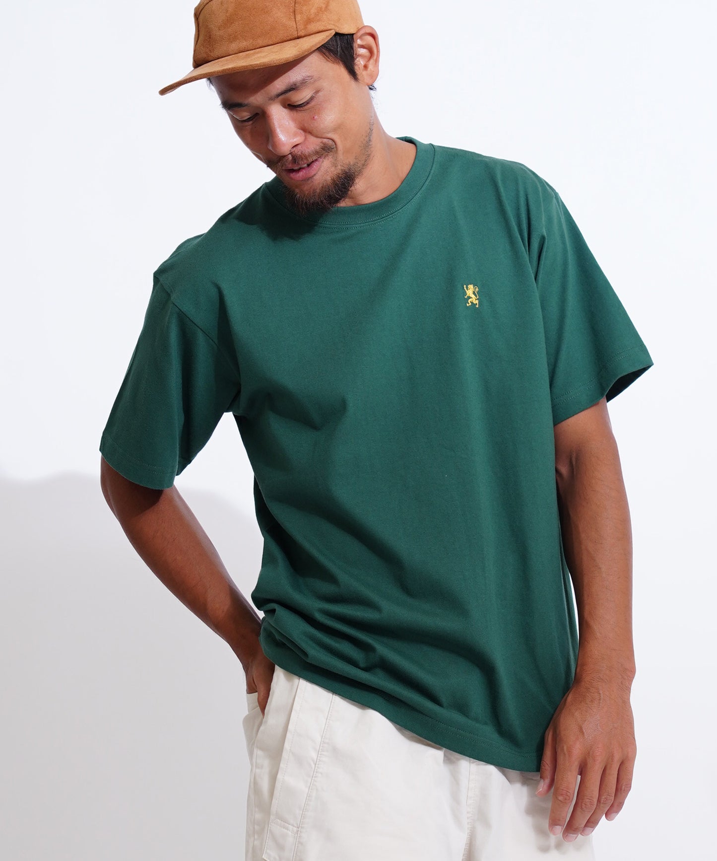6.2oz スモールライオン刺繍Tシャツ