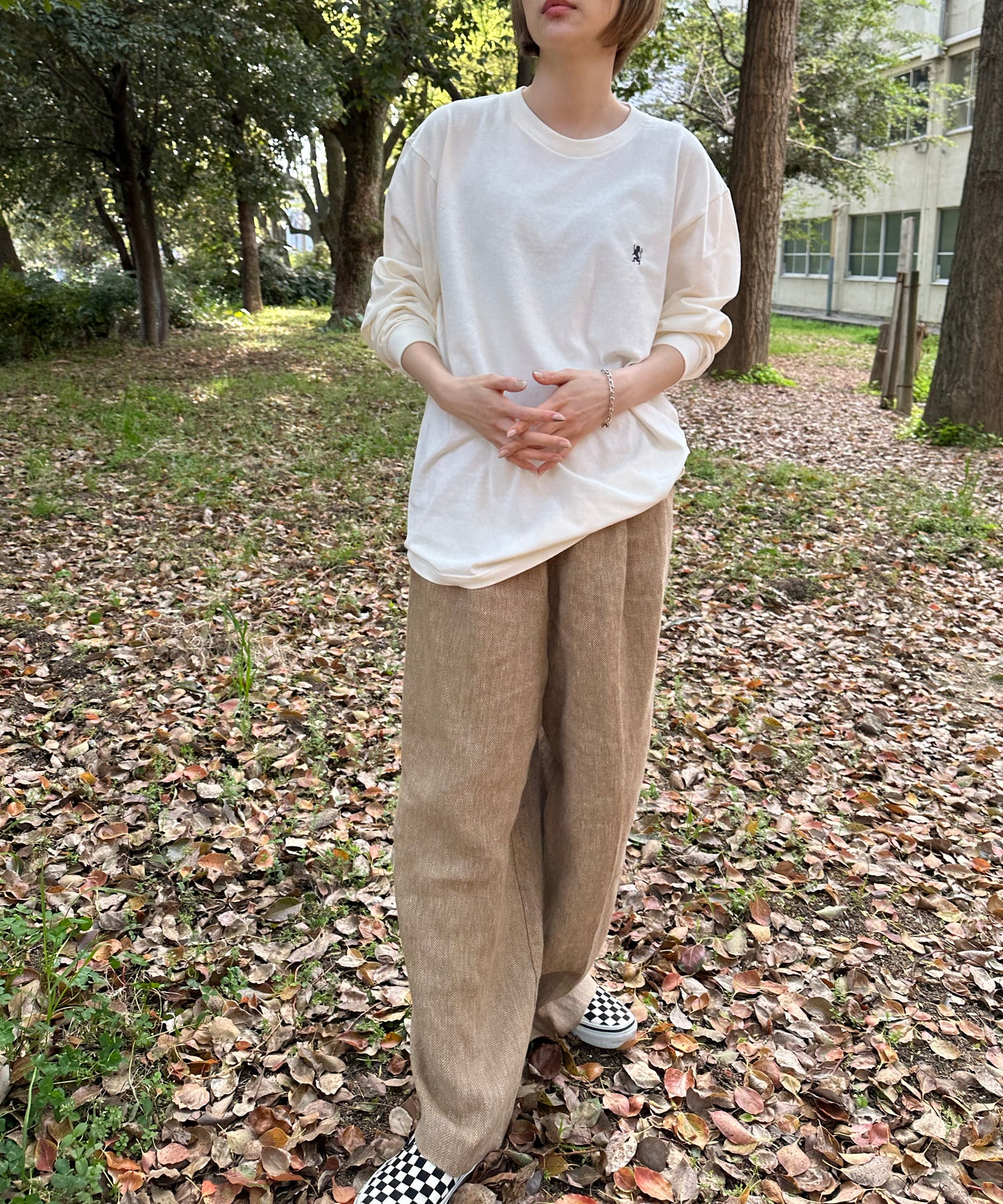 スモールライオン刺繍ロングTシャツ(男女兼用)