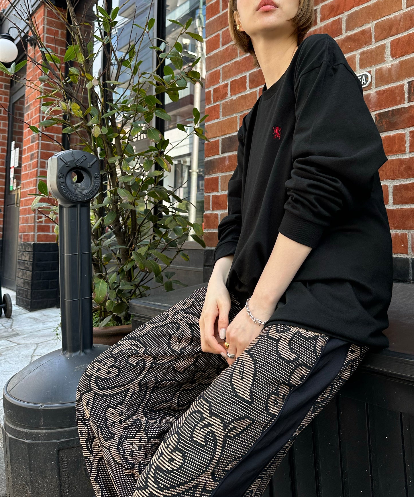 スモールライオン刺繍ロングTシャツ(男女兼用)