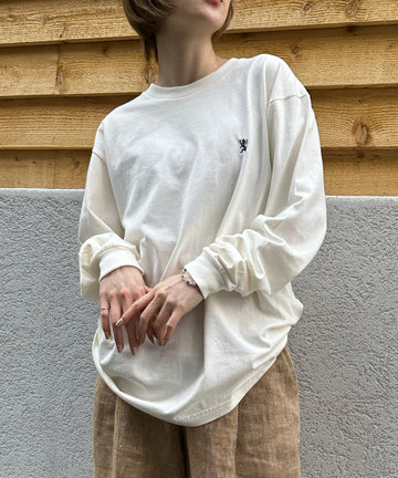 スモールライオン刺繍ロングTシャツ(男女兼用) – GIORDANO 